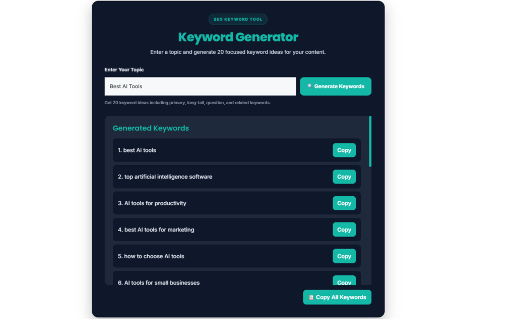 Free AI keyword generator